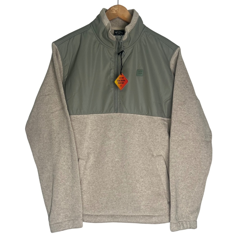 Billabong Adventure Division Boundary Blocked Mock Neck Half Zip Fleece Sand M